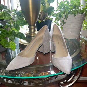 Gray Suede Block Heels